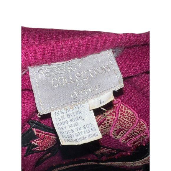 Vintage 80's Sweater by Regency Collection for Joyce Sz Large Womens Purple Embe - Picture 11 of 15